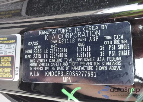 2025 Kia Niro Lx z USA, uszkodzony, nr VIN KNDCP3LE0S5277691